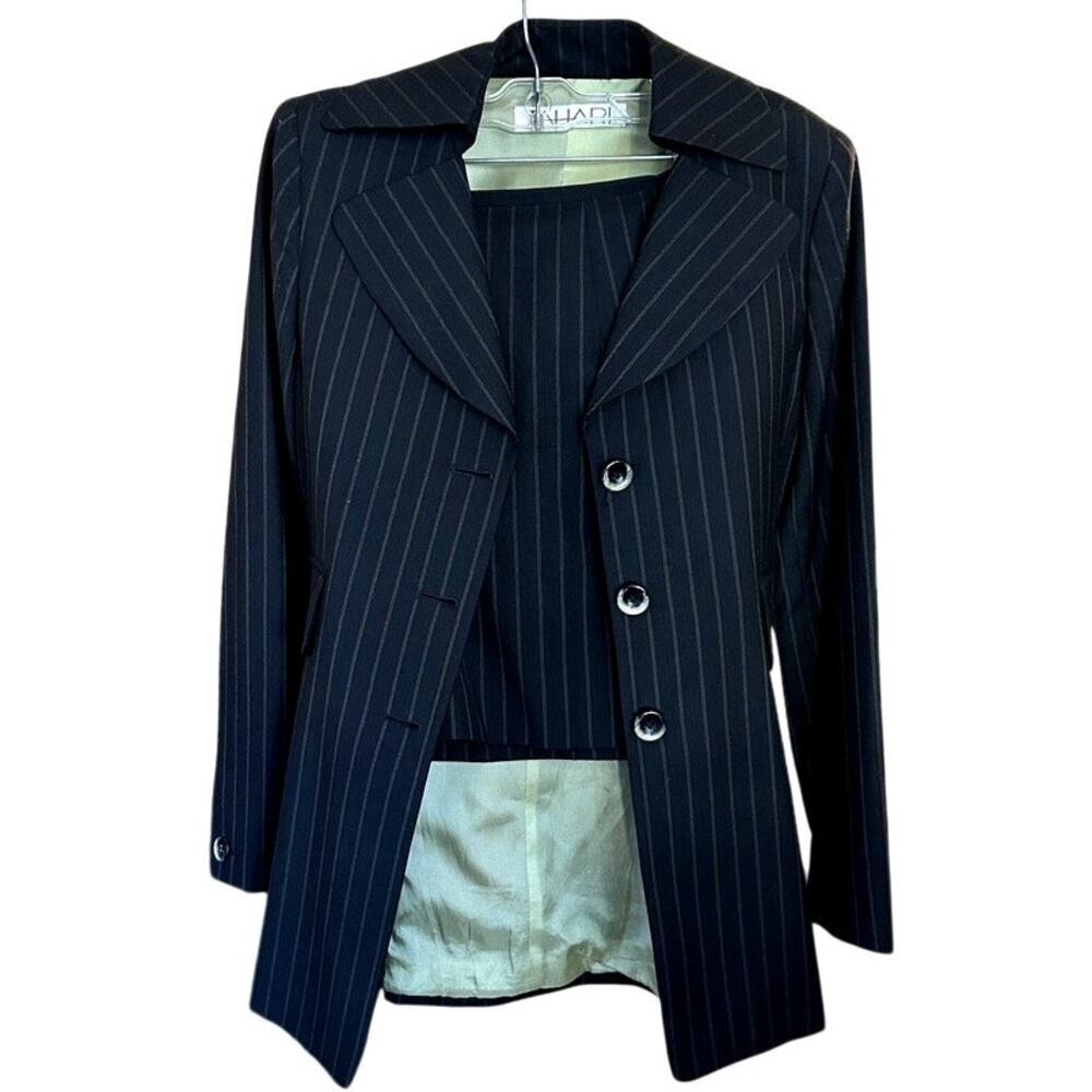 Vintage 90s Tahari Made in Italy Skirt Suit Longline Blazer size 2